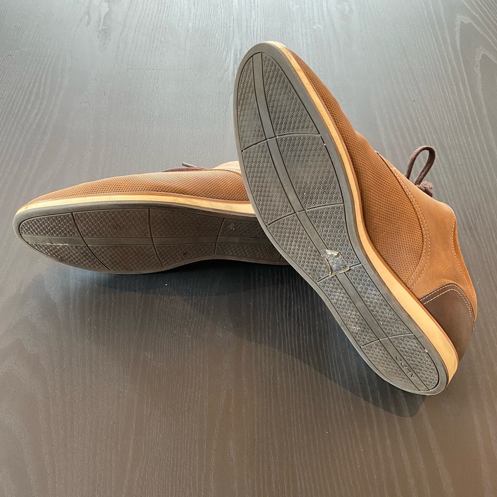 Aldo Brown Two Tone Canvas & Leather Oxford Shoe Size 9.5 - Picture 9 of 9